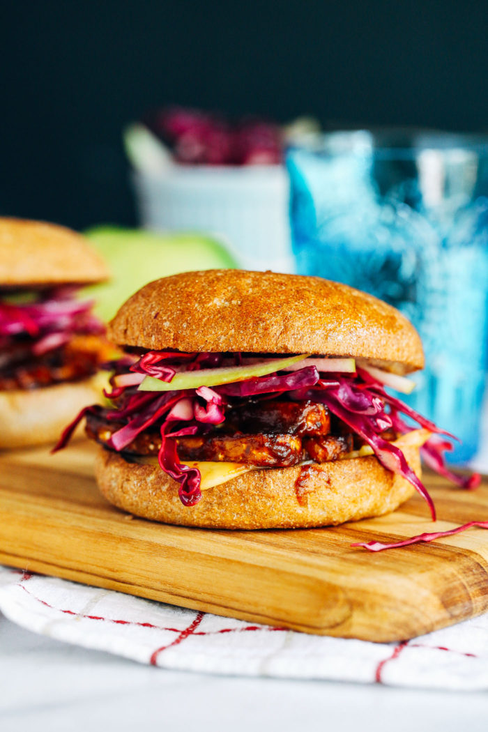 BBQ Tempeh Sandwiches with Tangy Apple Slaw from Making Thyme for Health