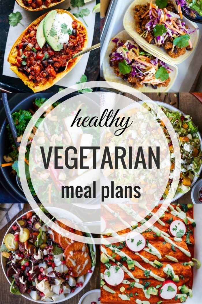 Healthy Vegetarian Meal Plans- easy and flavorful meals for every night of the week! Prep ahead tips + vegan and gluten-free substitutions!
