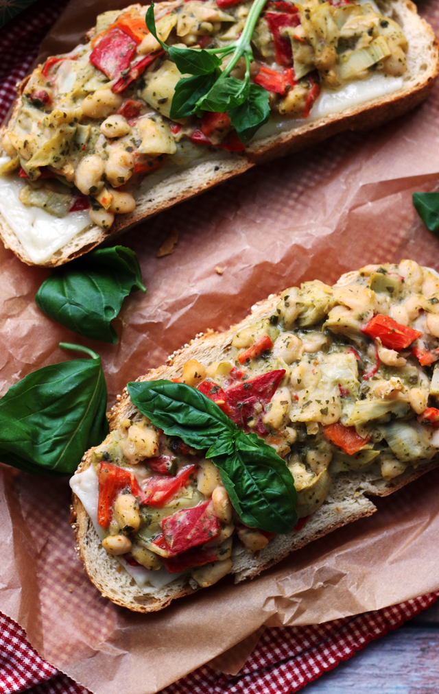 Open-Faced Pesto Salad Sandwich Melts from Eats Well With Others