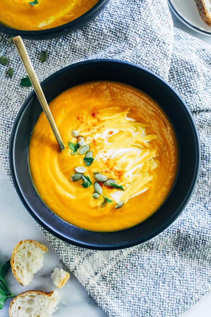 Miso Ginger Butternut Squash Soup from Making Thyme for Health