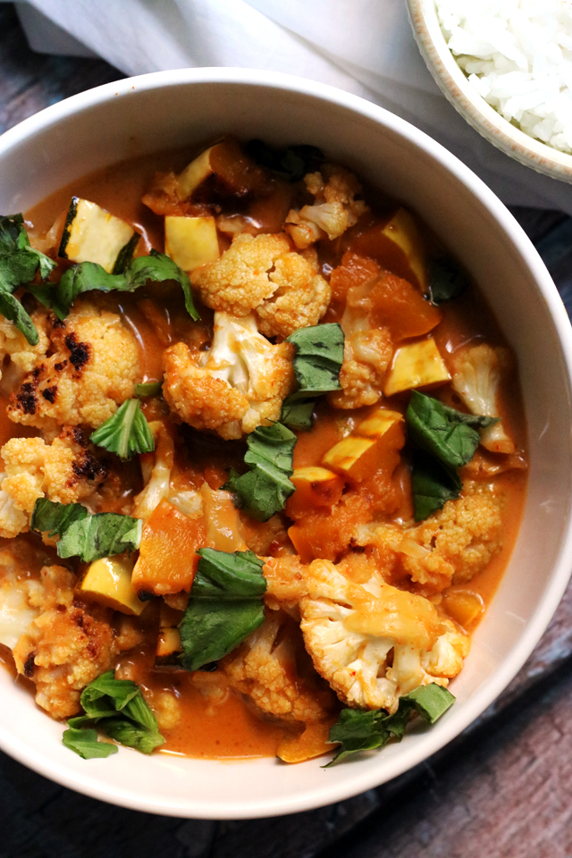 Thai Red Curry with Roasted Cauliflower and Delicata Squash from Eats Well With Others