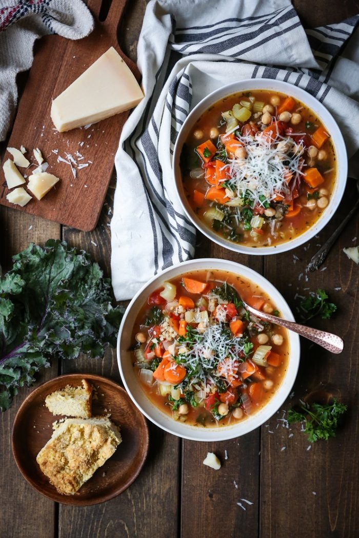 Rustic Minestrone Soup with Rice and Kale from The Roasted Root