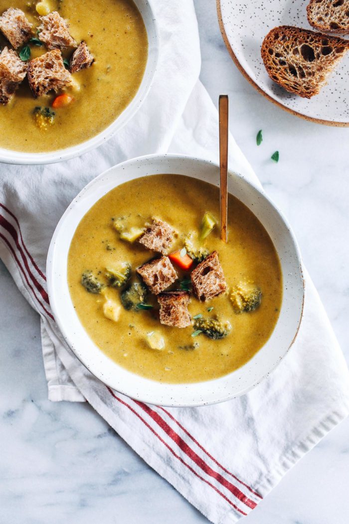 "Cheesy" Vegan Broccoli Soup from Making Thyme for Health