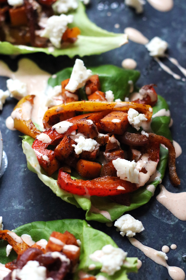 Sheet Pan Roasted Vegetable Fajita Lettuce Wraps from Eats Well With Others