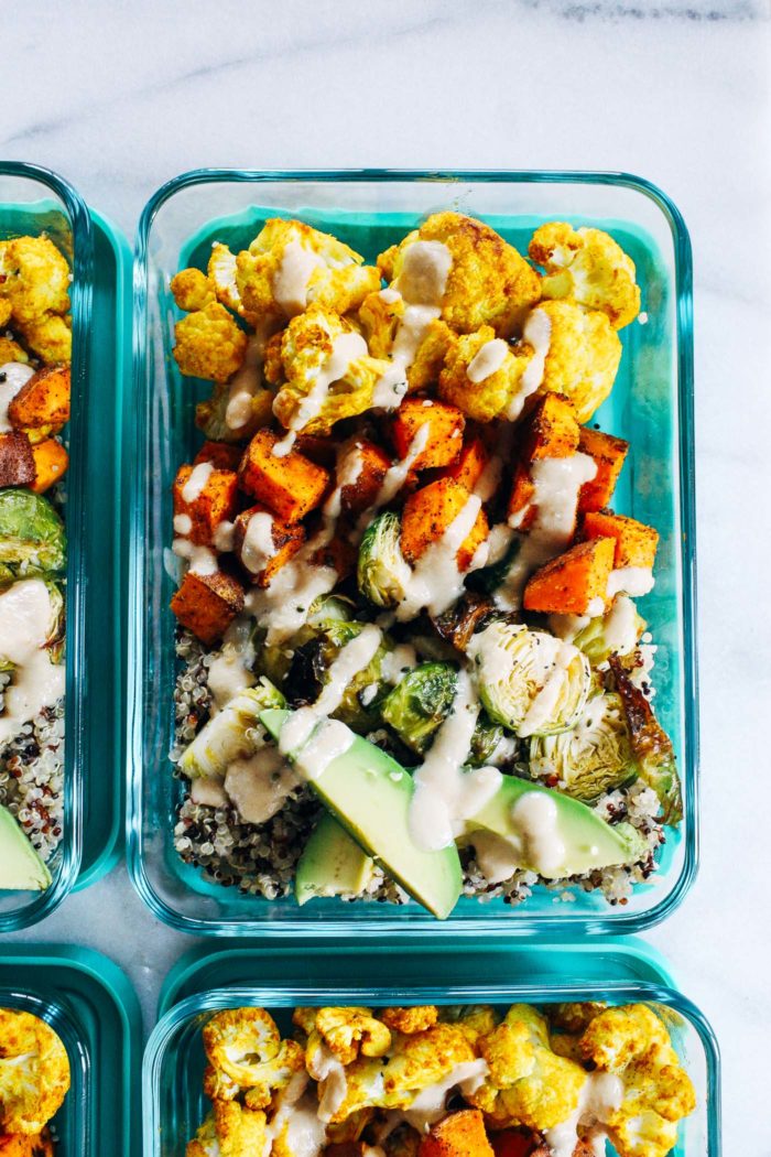 Roasted Vegetable Quinoa Meal Prep Bowls from Making Thyme for Health