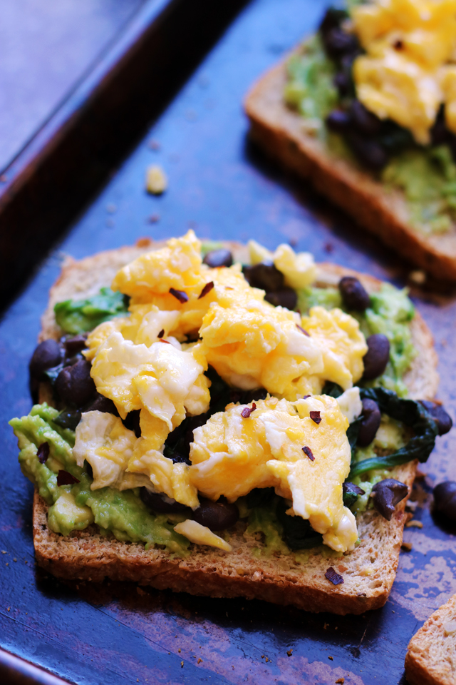 Avocado Toast with Smoky Black Beans, Spinach, and Eggs from Eats Well With Others