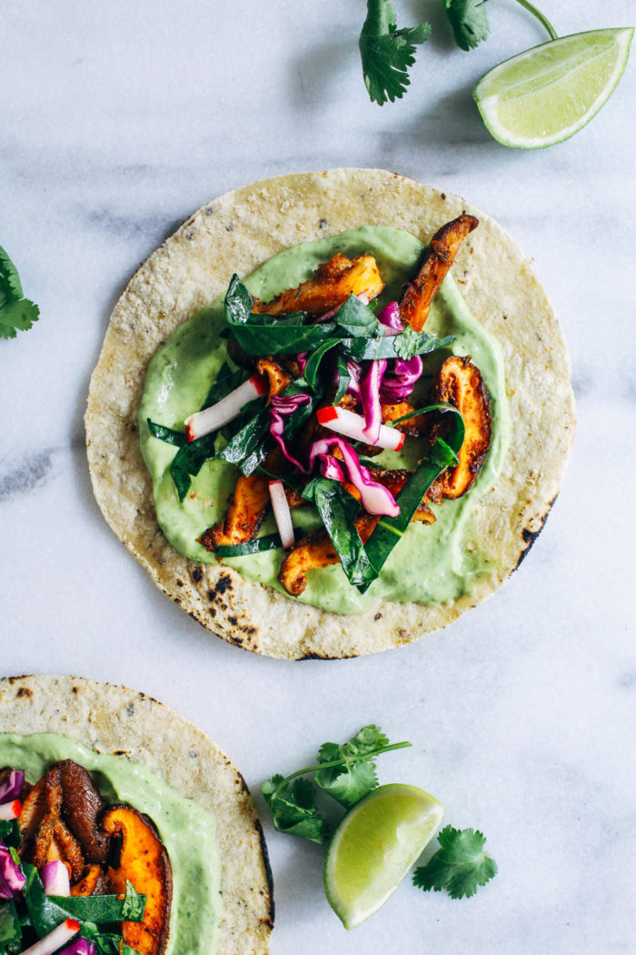Blackened Mushroom Tacos with Collard Green Slaw from Making Thyme for Health