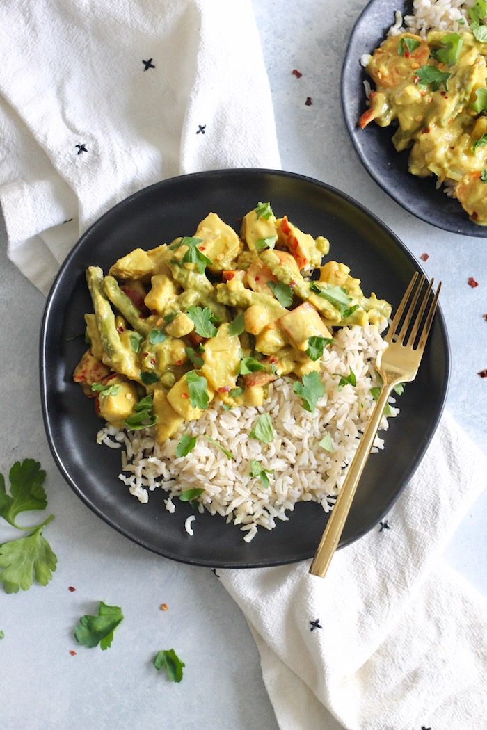 Creamy Spring Vegetable Chickpea Curry from Hummusapien