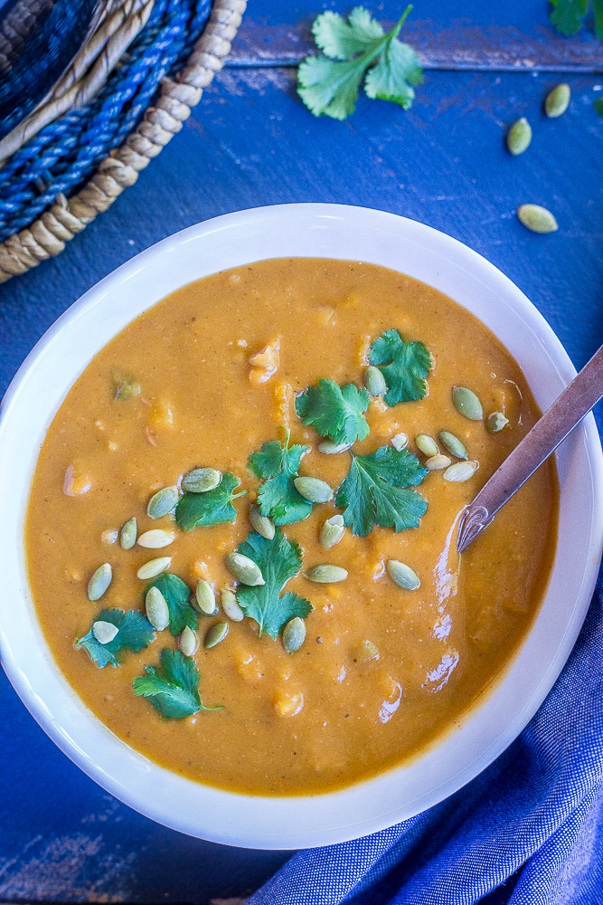 Southwestern Butternut Squash and White Bean Soup from She Likes Food