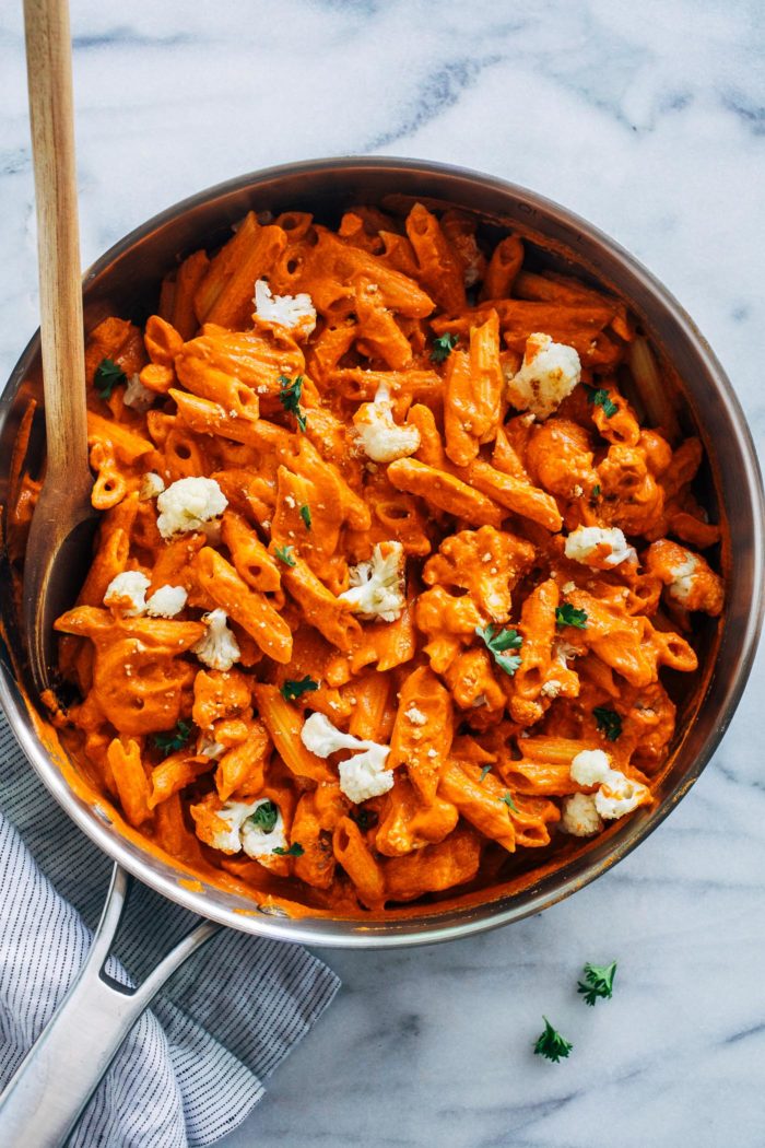 30-Minute Creamy Red Pepper Penne from Making Thyme for Health