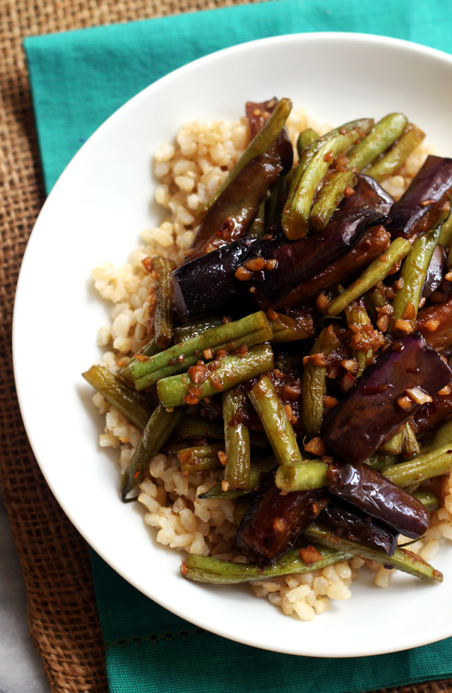 Szechuan Spicy Garlic Eggplant and String Bean Stir Fry from Eats Well With Others