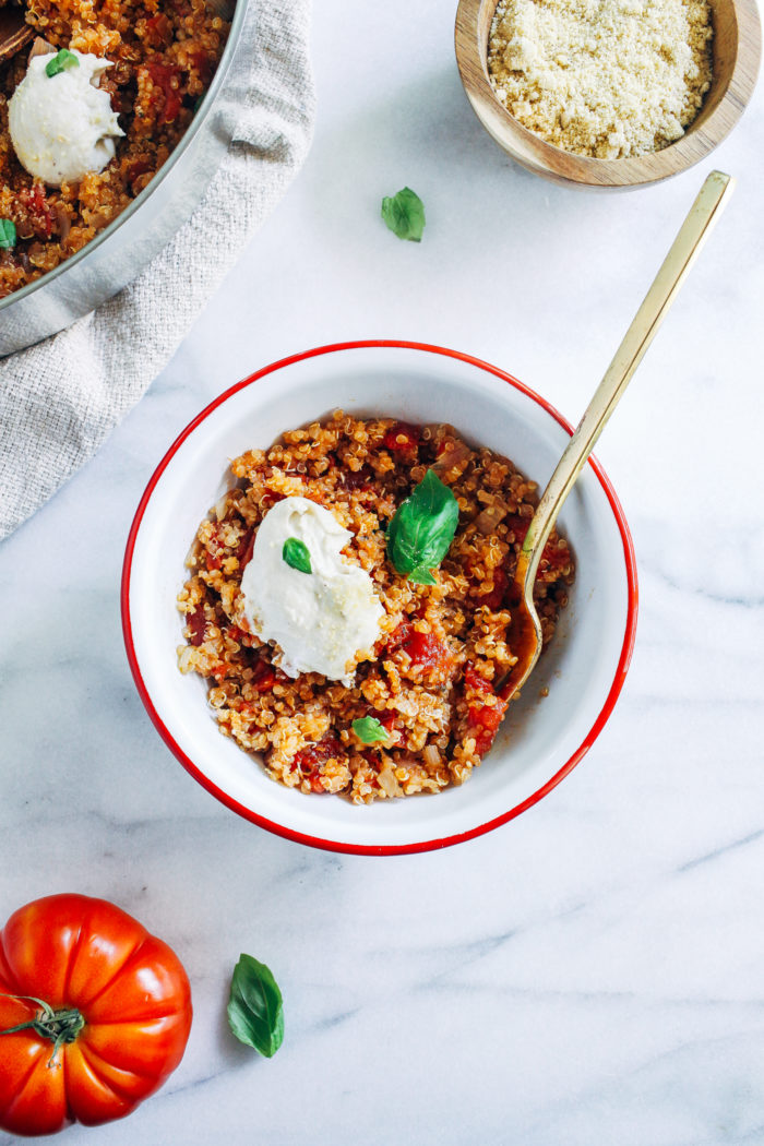 One-Pot Tomato Basil Quinoa with Cashew 'Ricotta' from Making Thyme for Health