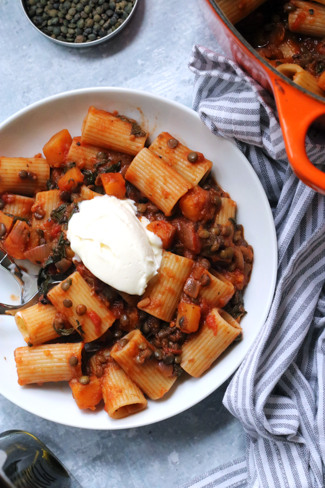 Butternut Squash and Lentil Bolognese from Eats Well With Others