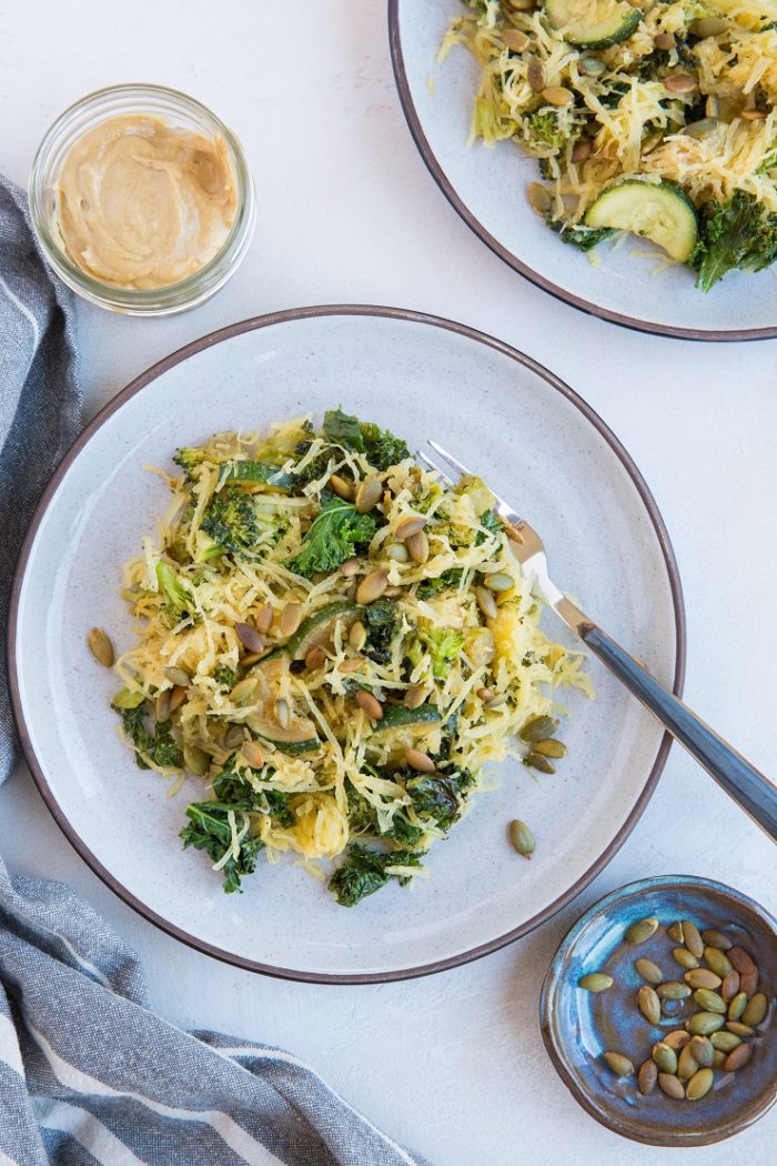 Creamy Tahini Spaghetti Squash with Kale from The Roasted Root
