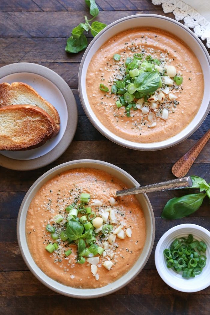 Creamy Vegan Tomato Basil Soup from The Roasted Root