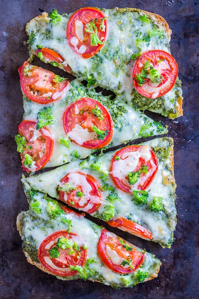 30-Minute Vegetarian French Bread Pizzas from She Likes Food