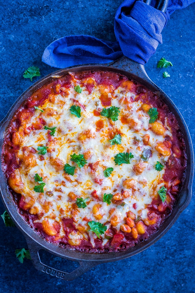 30-Minute Gnocchi Pizza Bake with White Beans from She Likes Food