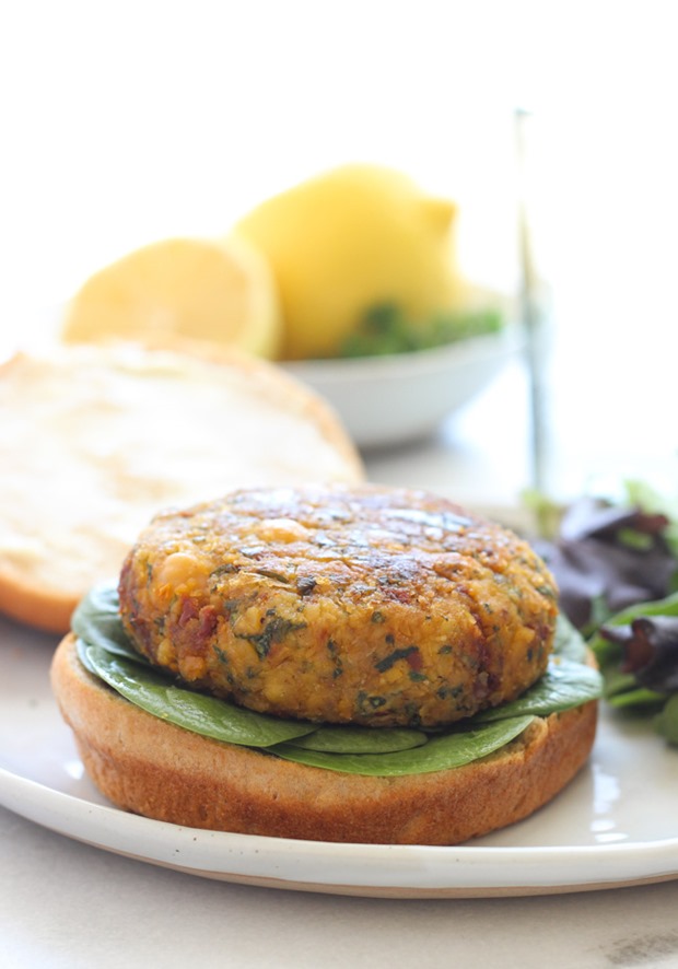 Vegan Mediterranean Chickpea Burgers from Making Thyme for Health