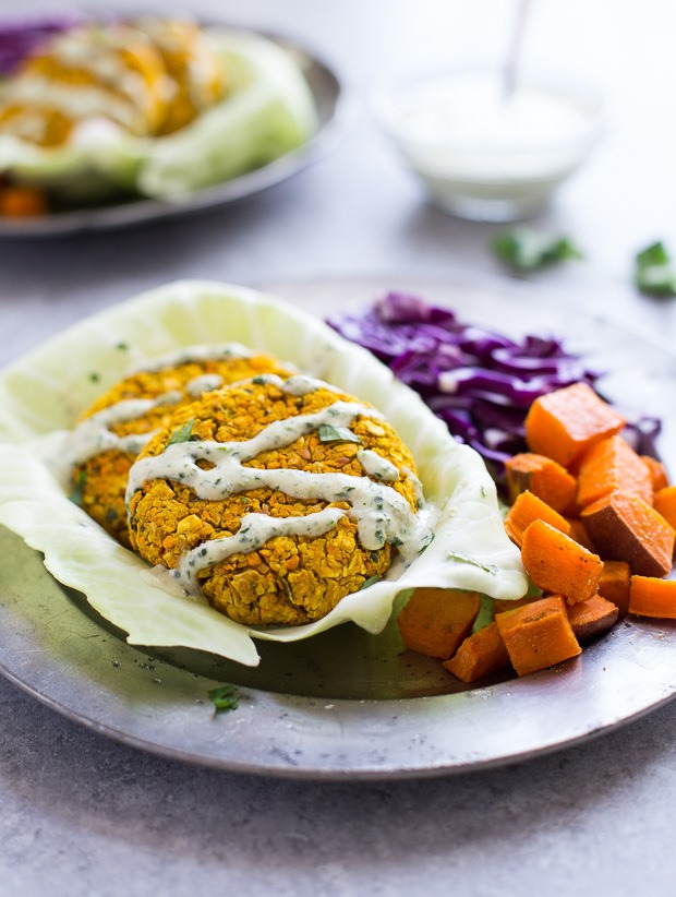 Curried Sweet Potato Chickpea Burgers from Making Thyme for Health