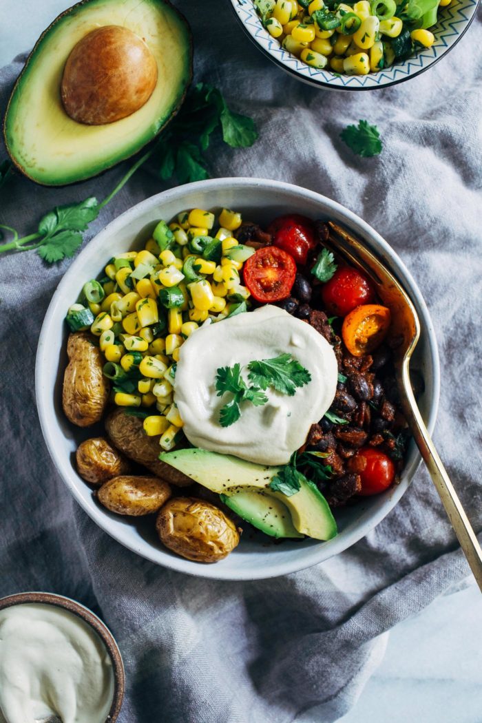 Roasted Potato Burrito Bowls from Making Thyme for Health