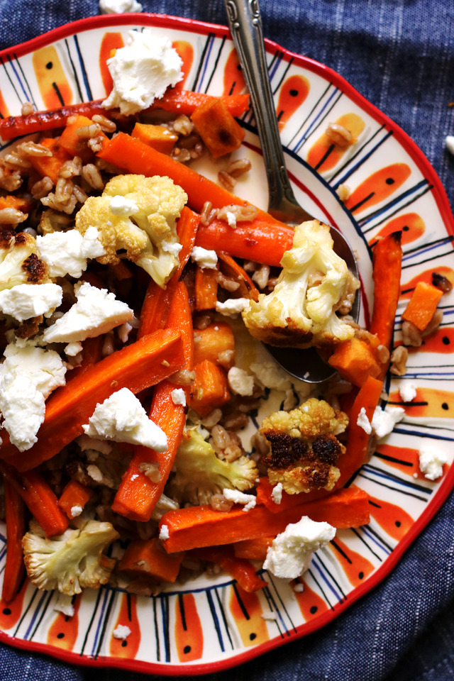 Mustardy Farro Salad with Roasted Harvest Vegetables from Eats Well With Others