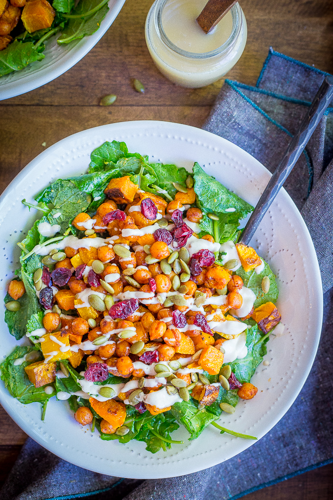Roasted Butternut Squash and Sweet Chili Chickpea Salad from She Likes Food