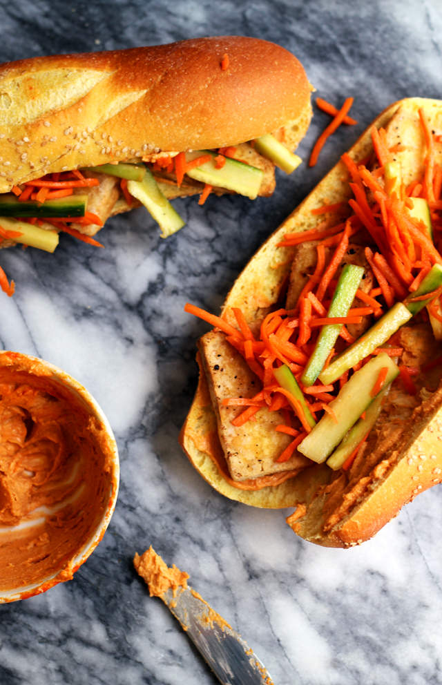 Vegetarian Tofu Banh Mi with Spicy Peanut Sauce from Eats Well With Others