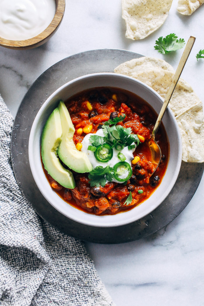 One-Pot Vegan Pumpkin Chili from Making Thyme for Health