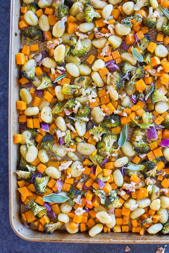 Sheet Pan Roasted Gnocchi Butternut Squash and Broccoli from She Likes Food